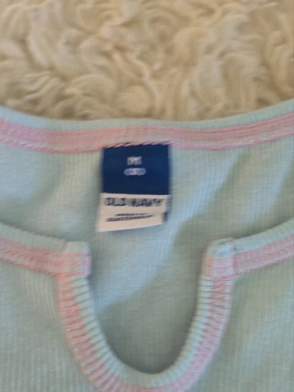 Old Navy Light Blue Ribbed Tee with Pink Trim & Powerpuff Graphic